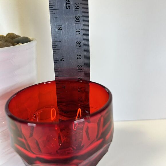 4- Vintage Viking Glass Georgian Ruby Red 4.25” Cordial Drinking Glass Goblet - Picture 9 of 10